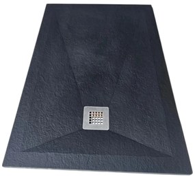 Cadita Dus Rectangulara HouseXL StoneCore Premium 120x80 cm / 140x80 cm, Compozit Granit, Sifon Metalic Inclus (Culoare: Alb, Dimensiune: 120x80 cm)
