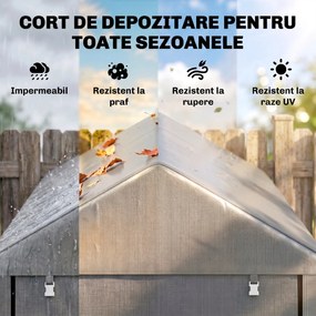 Outsunny Garaj pentru Motociclete în Aer Liber cu Intrare cu Fermoar, Cort Garaj pentru Biciclete, 120x179x165 cm, Gri | Aosom Romania
