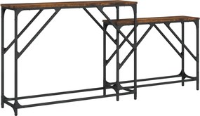 vidaXL Mese console suprapuse, 2 buc, stejar fumuriu, lemn prelucrat