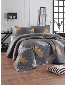Set cuvertură și față de pernă gri din bumbac ranforcé 200x220 cm Olivia – Mijolnir