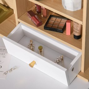 HOMCOM Masa de Machiaj cu Taburet Oglinda cu Lumini LED Raft si Sertare 