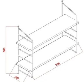 Etajeră de perete ARMONI 58x72 cm alb