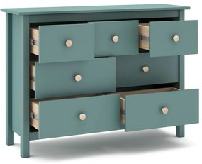 Comodă pentru copii în culoarea petrolului joasă din lemn de pin 110x80 cm Max – Marckeric