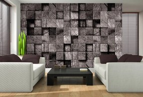 Fototapet - Cuburi gri din lemn (152,5x104 cm), în 8 de alte dimensiuni noi