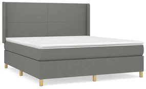 3131842 vidaXL Pat continental cu saltea, gri închis, 160x200 cm, țesătură