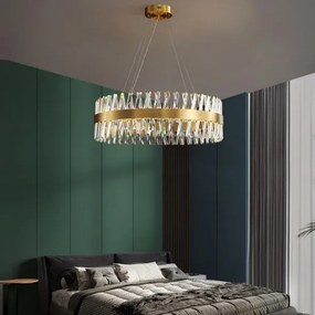 Candelabru cristal Led cu Telecomanda, Elit's, Ayala, 74W Gold