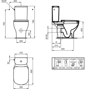 Rezervor vas wc Ideal Standard Tesi alb lucios cu alimentare laterala