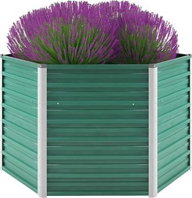 vidaXL Strat înălțat de grădină, verde, 129x129x77 cm, oțel galvanizat
