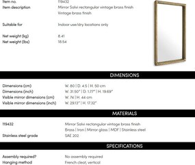 Oglinda Decorativa Design LUX Salvi Rectangular, 80x50cm