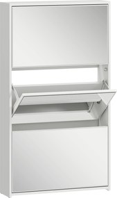 HOMCOM Dulap de Pantofi cu Oglindă și 3 Sertare Rabatabile 65x17x114.5 cm Alb | Aosom Romania