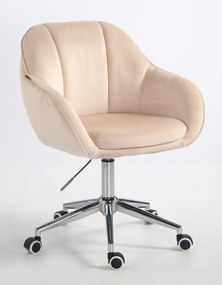 HR2055K Scaun Crem din Catifea cu Bază Cromata