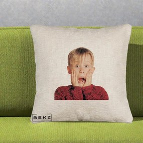 Perna Decorativa Kevin Singur Acasa, 40x40 cm, Bej Canapea, Husa Detasabila, Perna Inclusa, BEKZ®
