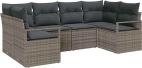 vidaXL Set de canapele pentru grădină cu pernă 6 pcs Gri poliratan