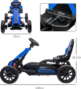 HOMCOM Kart Mașină Electrică pentru Copii 12V 3-8 Ani Viteză 3-5 km/h și Centură de Siguranță 100x58x58,5cm Albastru | Aosom Romania