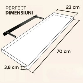 Poliță de perete FIGO + consolă, 70cm, alb Casaria