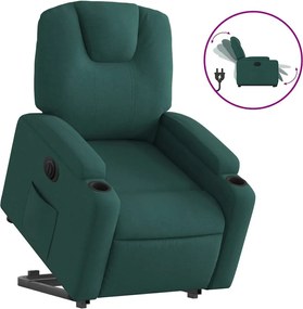 vidaXL Fotoliu electric rabatabil cu ridicare, verde închis, textil