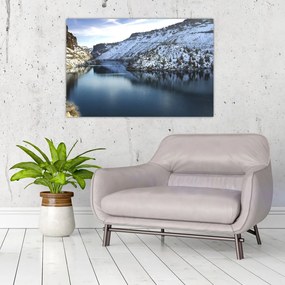 Tablou - peisaj de iarnă cu lac (90x60 cm)