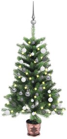 vidaXL Brad Crăciun pre-iluminat artificial, set globuri, verde, 90 cm