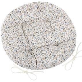 Perna de scaun Bellatex EMA rotundă matlasată Floare bej-albastru, 40 cm