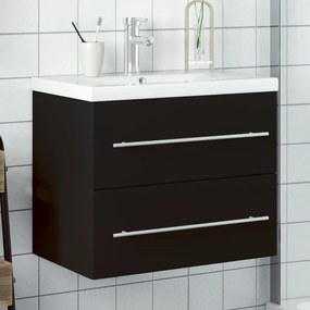 vidaXL Dulap pentru chiuveta de baie, lavoar încorporat, negru