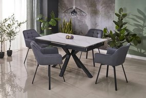 Masa extensibila Platan marmura alba/negru L140-180 cm