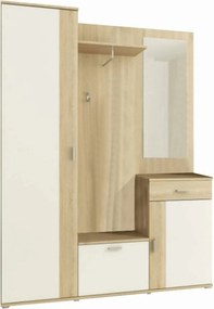 Mobilier hol AMALIA, stejar sonoma/alb, PAL, 145x29x188 cm