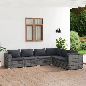 3101717 vidaXL Set mobilier de grădină cu perne, 6 piese, gri, poliratan