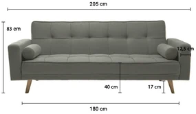 Canapea extensibila gri masliniu NESTOR VELVET