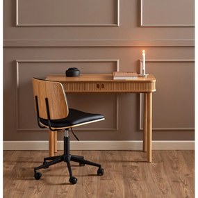 Scaun de birou negru din imitație de piele Owen – Actona