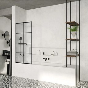 Paravan de cada Radaway Modo New PNJ II Factory negru mat-transparent 50x150 cm sticla 8 mm