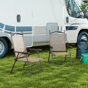 Outsunny Set de 2 scaune pliabile, Scaune pentru gradina cu cotiera, sezut cu tesatura din plasa care permite trecerea aerului | Aosom Romania
