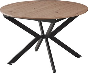 Masă dining extensibilă, stejar artisan / neagră, 120x120-160x75 cm, ABERO TIP 2