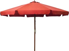 vidaXL Umbrelă de soare de exterior, stâlp lemn, cărămiziu, 330 cm
