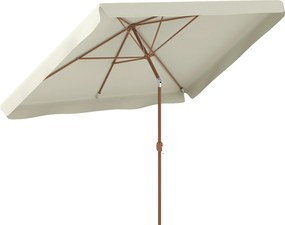 Outsunny Umbrelă de Grădină 2x3 m Înclinabilă cu Deschidere cu Manivelă, Ventilare și Margini Plisate, Anti UV 50+, Aluminiu și Poliester 180 g/㎡, Bej | Aosom Romania