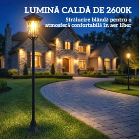 Outsunny Set de 2 Felinare Solare de Grădină 1.86 m, Lămpi de Exterior din Oțel Inoxidabil cu Înălțime Reglabilă, 2 Moduri de Lumină, IP44 Impermeabil pentru Terasă Curte Alei | Aosom Romania