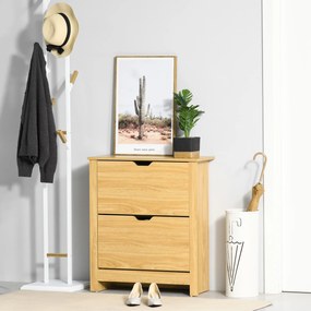 HOMCOM Comodă pentru pantofi hol, dulap pentru pantofi mobilier de intrare și coridor - 2 uși basculante 2 compartimente | Aosom Romania