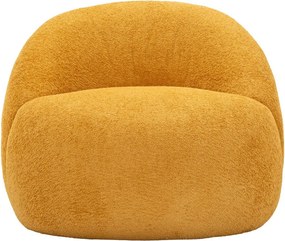 Fotoliu galben muștar cu tapițerie din țesătură bouclé Ginerva – Mauro Ferretti