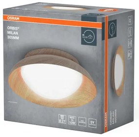 Osram - Plafonieră ORBIS MILAN 2xE27/10W/230V, Ø 30,5 cm, finisaj lemn