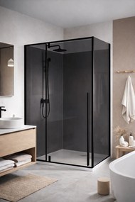 Cabina dus HYDRA 80x120 dreptunghiulara, geam fumuriu securizat 8 mm, profil negru mat