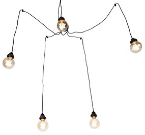 Lampă suspendată inteligentă neagră cu 5 lumini, inclusiv Wifi G95 - Cava