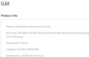 Lustra LED cu telecomanda design geometric CLEA neagra