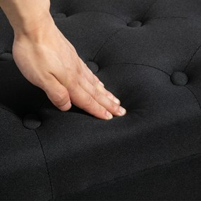 HOMCOM Bancă cu spațiu de depozitare, Truhenbank, poliester asemănător cu inul, lemn de cauciuc, Negru, 100 x 40 x 44 cm | Aosom Romania