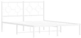 376276 vidaXL Cadru de pat metalic cu tăblie, alb, 140x200 cm