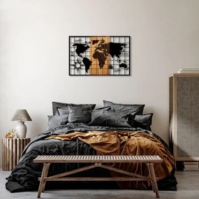 Decorațiune de perete 90x58 cm lemn/metal hartă
