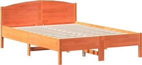 vidaXL Cadru pat fără saltea, maro ceruit, 135x190 cm, lemn masiv pin