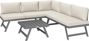 Outsunny Set mobilier de grădină colțar și convertibil 4 piese cu 2 canapele, 1 fotoliu de colț și 1 măsuță de cafea | Aosom Romania