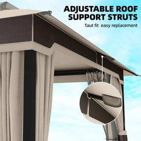 Outsunny Pavilion 3,6x3 m rezistent la apă Stabil rezistent la iarnă pavilion de grădină cu acoperiș dublu plasă anti-țânțari părți laterale orificii de scurgere | Aosom Romania