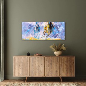Tablou - Caii alergând, pictură în ulei (120x50 cm)