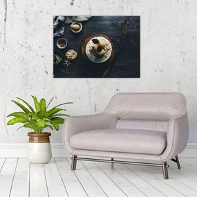 Tablou pe sticlă cu desert pe masă (70x50 cm)