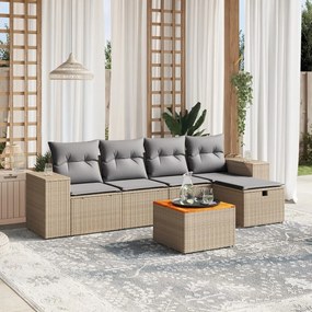 vidaXL Set canapele de grădină, 6 piese, cu perne, bej, poliratan